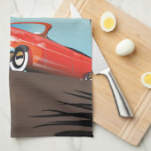  klassieke rode auto in het paradijs theedoek (Quarter Fold)