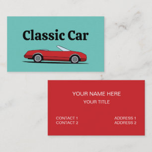 Klassieke rode auto monteur automobiel visitekaartje