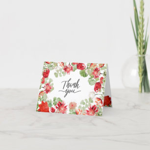 Klassieke rode bloemen  bedankkaart