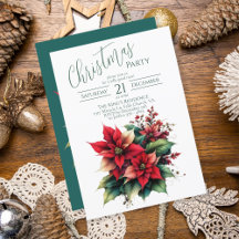 Klassieke rode bloemen kerstfeest uitnodiging