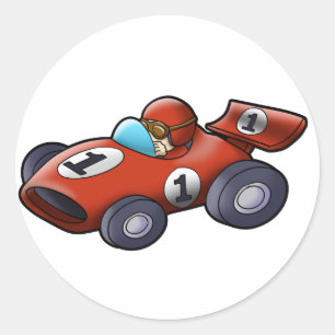 Klassieke rode cartoon voor kinderen ronde sticker