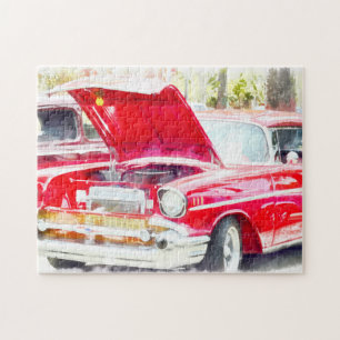 Klassieke Rode Chevy Jigzaag Puzzle Legpuzzel