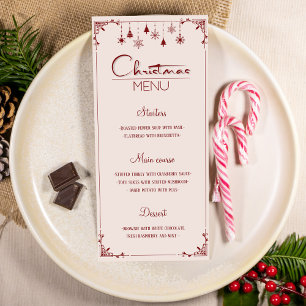 Klassieke rode creme kerst diner menu kaart