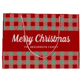 Klassieke rode en groene geplakte kerst groot cadeauzakje (Achterkant)
