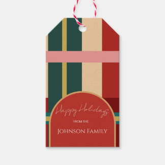 Klassieke rode en groene geruite Kerstmis Cadeaulabel