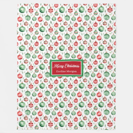 Klassieke rode en groene kerstballen deken (Voorkant)