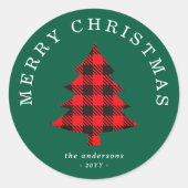 Klassieke rode en groene kerstboom sticker (Voorkant)