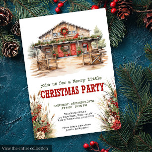 Klassieke rode en groene ranch kerstfeest uitnodig kaart