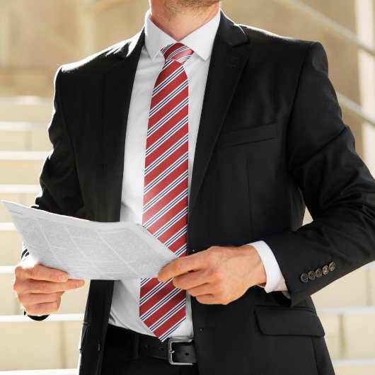 Klassieke Rode en Navy Stripes Stropdas