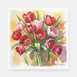 Klassieke rode en roze tulp Pasen servetten