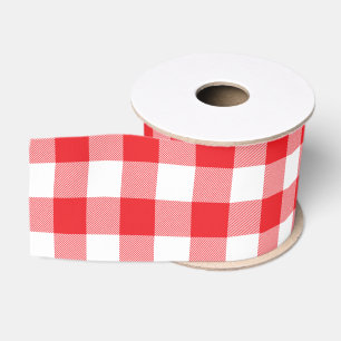 Klassieke rode en witte geruite check grosgrain lint