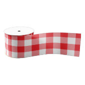 Klassieke Rode en Witte Gingham Check Grosgrain Lint (Spoel)
