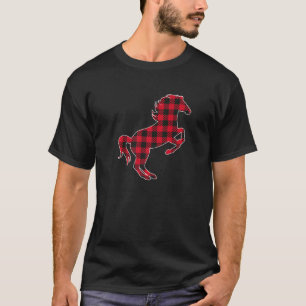 Klassieke rode en zwarte Buffalo geruite paarden h T-shirt