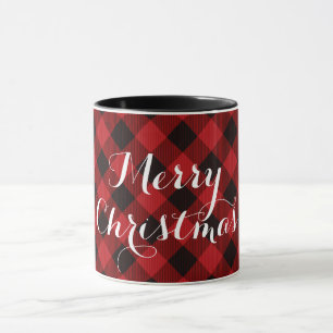 Klassieke rode en zwarte plaid - Vrolijk kerstfees Mok
