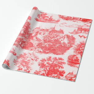 Klassieke rode Franse Country Toile Cadeaupapier
