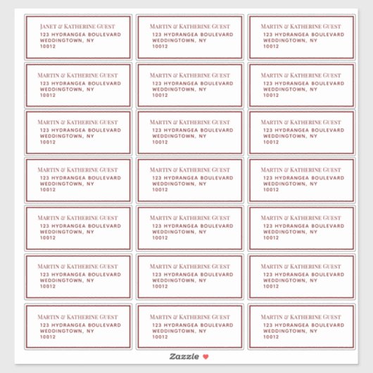 Klassieke rode gastenmailinglabels 21 per vel sticker (Vel)