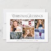 Klassieke rode geruite kerstzegeningen fotokaart feestdagenkaart (Voorkant)