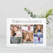 Klassieke rode geruite kerstzegeningen fotokaart feestdagenkaart (Staand voorkant)