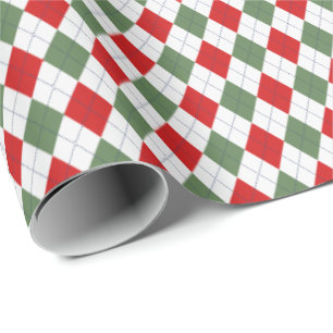 Klassieke Rode Groene Kerst Kleine Argyle Diamante Cadeaupapier