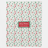Klassieke rode groene kerstkous aangepaste naam fleece deken (Voorkant)