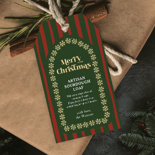 Klassieke rode groene strepen Handgemaakt cadeau K Cadeaulabel