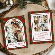 Klassieke Rode Groene Tartan Plaid Boog Foto Kerst
