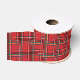 Klassieke rode Kerstmis geruite eenvoudige feestda Grosgrain Lint