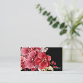 Klassieke rode orchideeën zwarte Visitekaartjes (Staand voorkant)