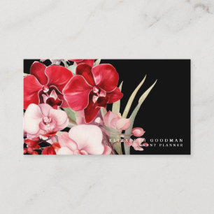 Klassieke rode orchideeën zwarte Visitekaartjes