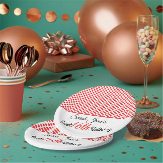 Klassieke rode polka stippen Sweet 16 verjaardag o Papieren Bordje