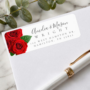 Klassieke Rode Roos Elegant Script Retouradres Etiket