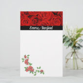Klassieke rode rozen briefpapier (Staand voorkant)