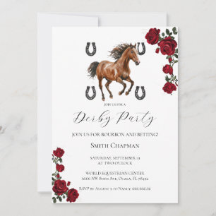 Klassieke Rode Rozenkrans Kentucky Derby Uitnodigi Kaart
