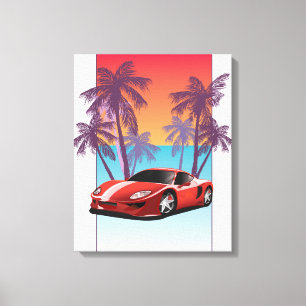 Klassieke rode sportauto canvas afdruk