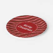 Klassieke rode strepen Kerstmis Papieren Bordje (Gekanteld)