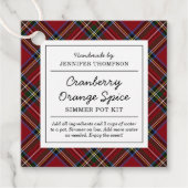 Klassieke Rode Tartan Vakantie Simmer Pot Kit Bedankjes Labels (Voorkant)