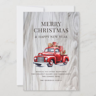 Klassieke Rode Truck Kerstcadeaus Rustiek Hout Feestdagenkaart