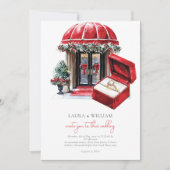 Klassieke rode vintage kerstbruiloft kaart (Voorkant)