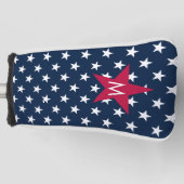 Klassieke rode witte blauwe monogram sterren golfheadcover (Voorkant)