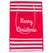 Klassieke rode witte Sjabloon met prettige kerstte Medium Cadeauzakje (Voorkant)