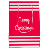 Klassieke rode witte Sjabloon met prettige kerstte Medium Cadeauzakje (Achterkant)