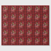 Klassieke rode zwarte plaid met  rozen cadeaupapier (Vlak)