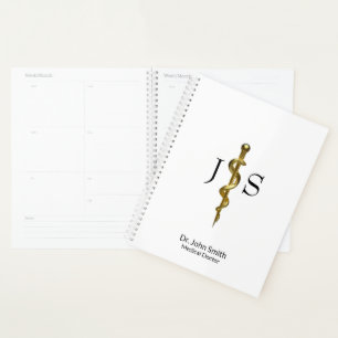 Klassieke roede van Asclepius Medisch Goud op Witt Planner