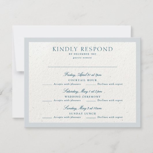 Klassieke Romantische Cotswolds Winter Blue Multi RSVP Kaartje (Voorkant)