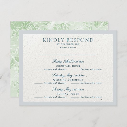 Klassieke Romantische Cotswolds Winter Blue Multi RSVP Kaartje (Voorkant / Achterkant)