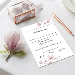 Klassieke Romantische Stof Rose Bloemige Trouwdag RSVP Kaartje