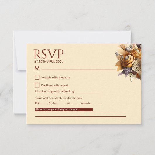 Klassieke romantische trouw RSVP kaart (Voorkant)