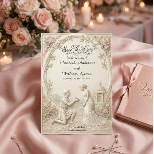 Klassieke romantische tuinscène save the date