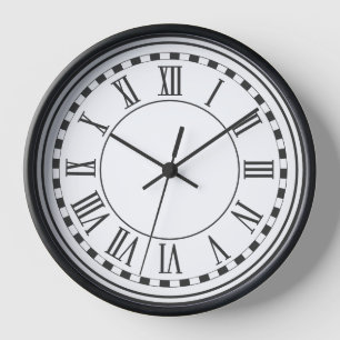 Klassieke Romeinse Numerieke Muurklok ⏳ Zwart & Wi
