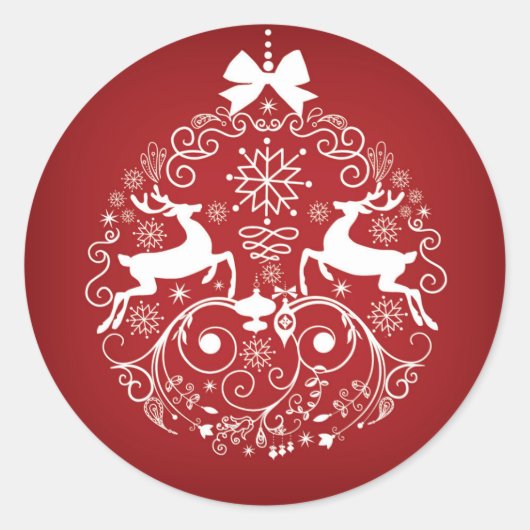 Klassieke ronde Kerst sticker (Voorkant)
